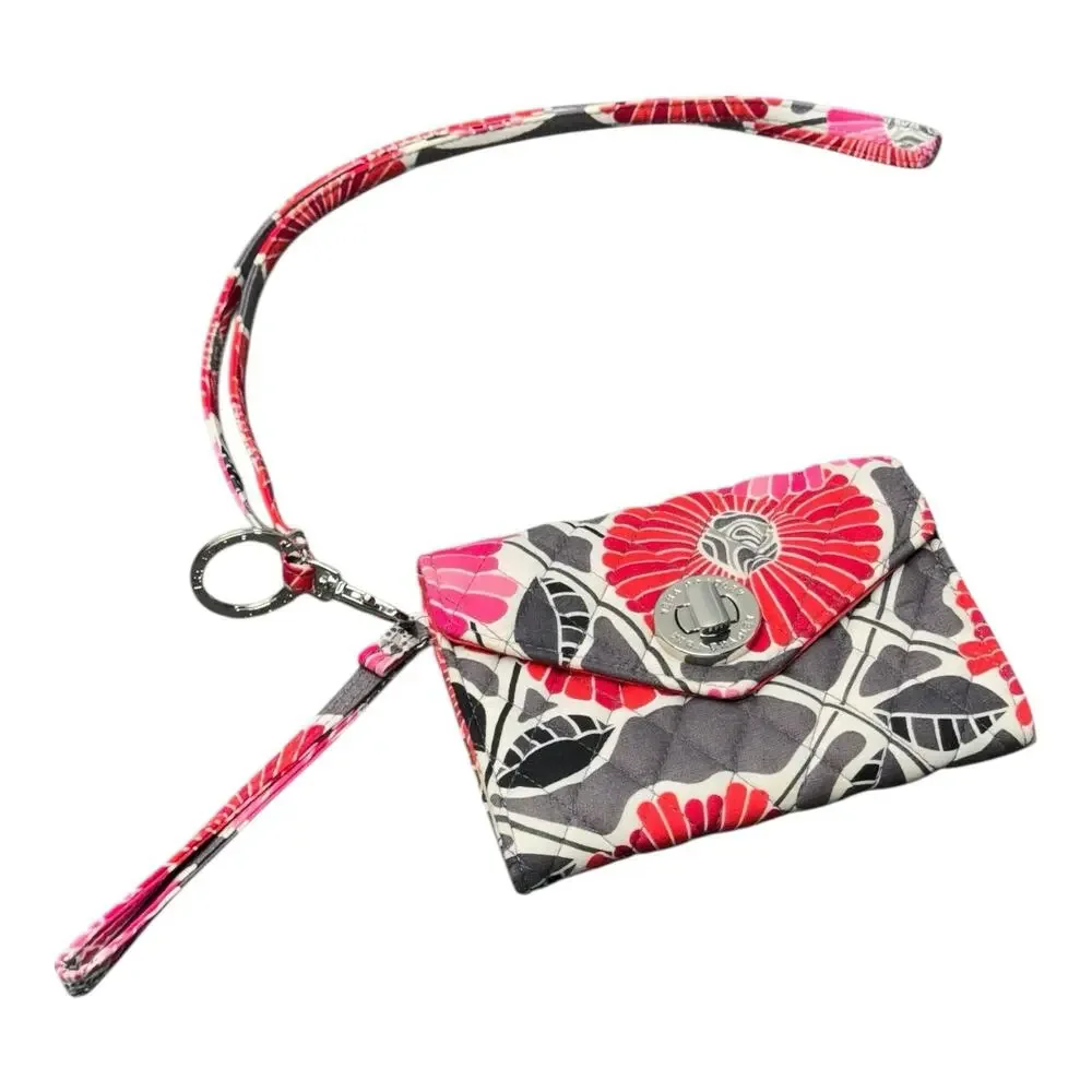 Vera Bradley Cherry Blossoms Red Pink Gray Floral Turn Lock Wristlet & Tote - Picture 2 of 14